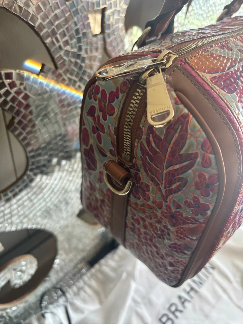 ⭐️Brahmin Stacy‎ Neon Floral Freehand Satchel